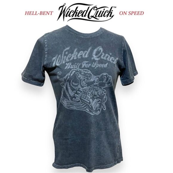 Wicked Quick Built for Speed Handcrafted Distressed Short Sleeve Tee - Picture 1 of 13